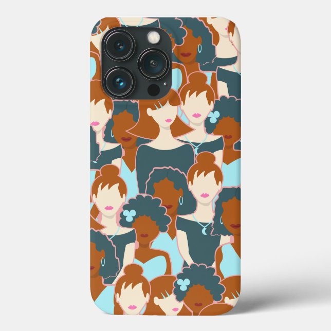 Seamless pattern with black girls and white girls Case-Mate iPhone case (Back)