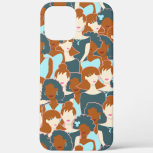 Seamless pattern with black girls and white girls iPhone 12 pro max case