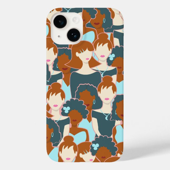 Seamless pattern with black girls and white girls Case-Mate iPhone case (Back)