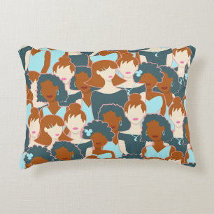Seamless pattern with black girls and white girls decorative cushion