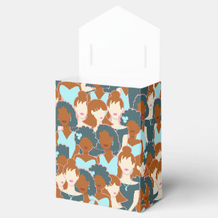 Seamless pattern with black girls and white girls favour box