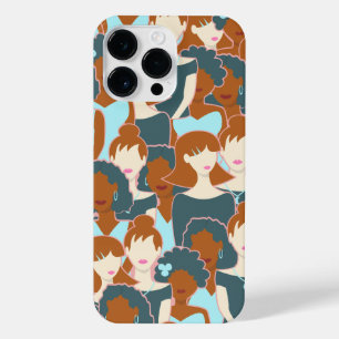 Seamless pattern with black girls and white girls iPhone 14 pro max case