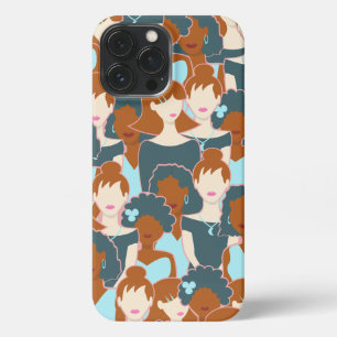Seamless pattern with black girls and white girls iPhone 13 pro max case
