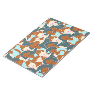 Seamless pattern with black girls and white girls notepad