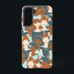 Seamless pattern with black girls and white girls samsung galaxy case<br><div class="desc">Seamless pattern with abstract portraits of glamour nice looking black and white girls</div>