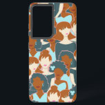 Seamless pattern with black girls and white girls samsung galaxy case<br><div class="desc">Seamless pattern with abstract portraits of glamour nice looking black and white girls</div>