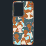 Seamless pattern with black girls and white girls samsung galaxy case<br><div class="desc">Seamless pattern with abstract portraits of glamour nice looking black and white girls</div>