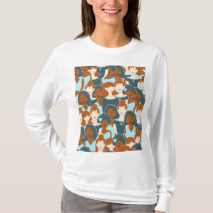 Seamless pattern with black girls and white girls T-Shirt