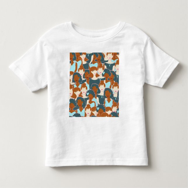 Seamless pattern with black girls and white girls toddler T-Shirt (Front)