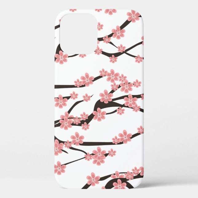 Seamless pattern with blooming cherry on a white b Case-Mate iPhone case (Back)