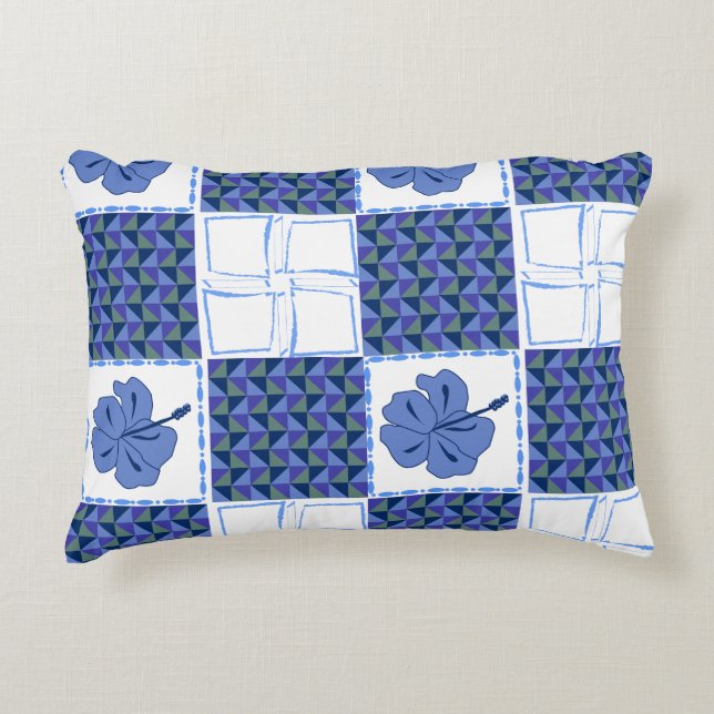Seamless pattern with blue hand-drawn tropical decorative cushion (Front)