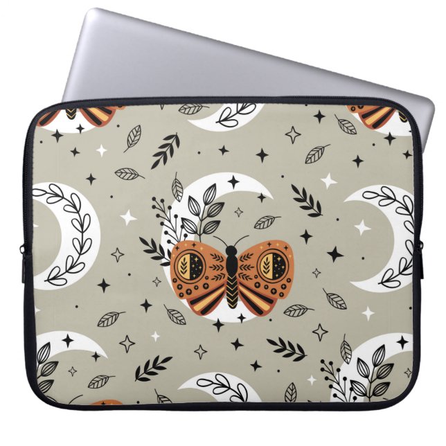 seamless pattern with bohemian butterfly on the mo laptop sleeve (Front)