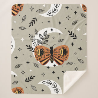 seamless pattern with bohemian butterfly on the mo sherpa blanket