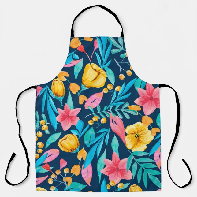 Seamless pattern with botanical elements. Watercol Apron (Front)