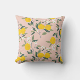 Seamless pattern with branches of oranges in bloom cushion