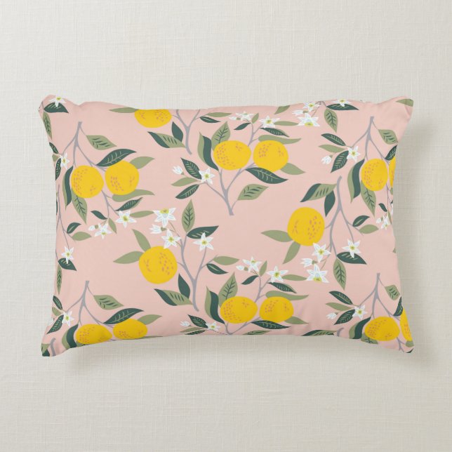 Seamless pattern with branches of oranges in bloom decorative cushion (Front)