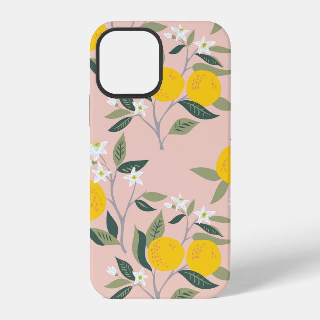 Seamless pattern with branches of oranges in bloom iPhone case (Back)