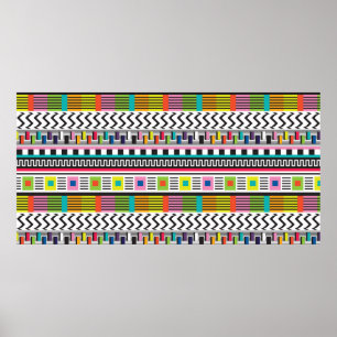 Seamless pattern with bright abstract geometric li poster