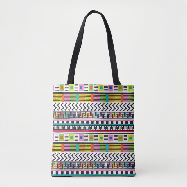Seamless pattern with bright abstract geometric li tote bag (Front)