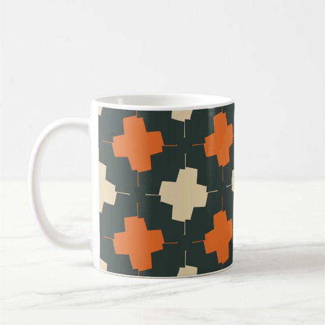 Seamless pattern with bright geometric elements on coffee mug (Left)