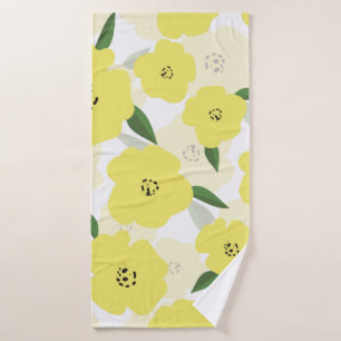 Seamless pattern with bright yellow flowers backgr bath towel