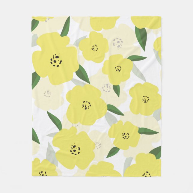 Seamless pattern with bright yellow flowers backgr fleece blanket (Front)