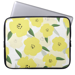 Seamless pattern with bright yellow flowers backgr laptop sleeve