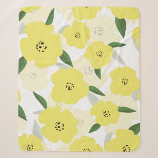 Seamless pattern with bright yellow flowers backgr sherpa blanket