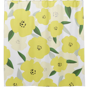 Seamless pattern with bright yellow flowers backgr shower curtain
