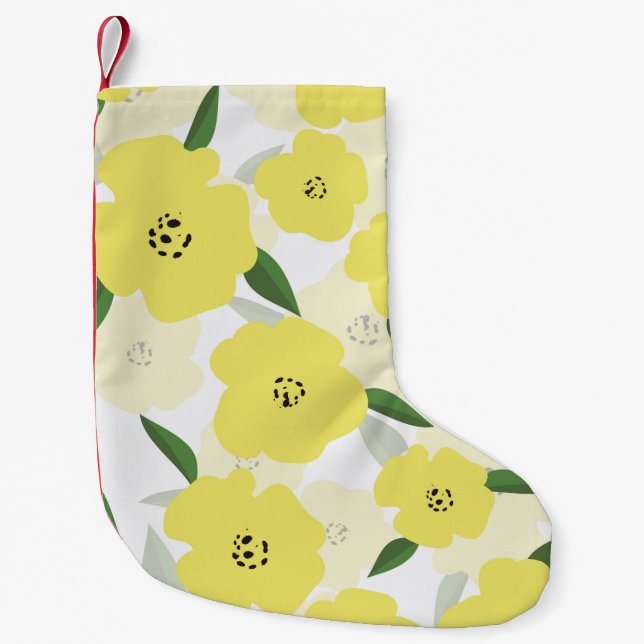 Seamless pattern with bright yellow flowers backgr small christmas stocking (Front)