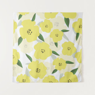 Seamless pattern with bright yellow flowers backgr tapestry