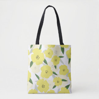 Seamless pattern with bright yellow flowers backgr tote bag