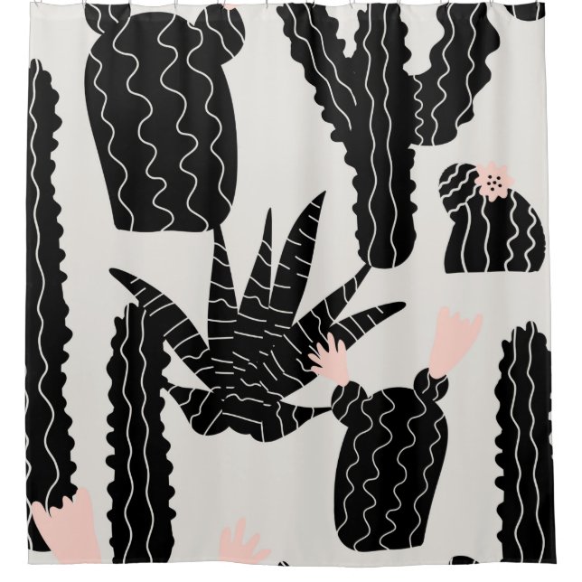 Seamless pattern with cacti illustration shower curtain (Front)