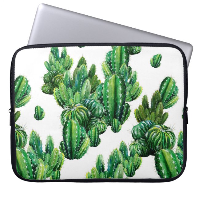 Seamless pattern with cacti watercolor. Cactus ill Laptop Sleeve (Front)