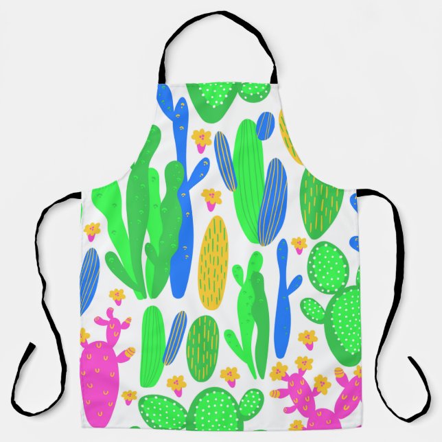 seamless pattern with cactus on white background.  apron (Front)