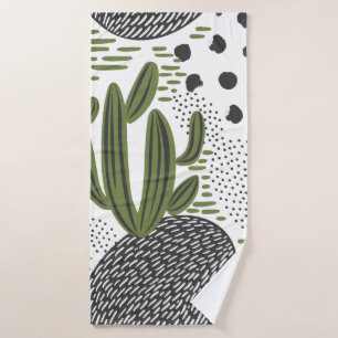 seamless pattern with cactus on white background.  bath towel
