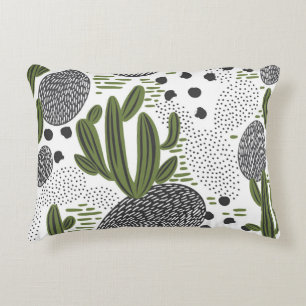 seamless pattern with cactus on white background.  decorative cushion