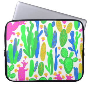 seamless pattern with cactus on white background.  laptop sleeve