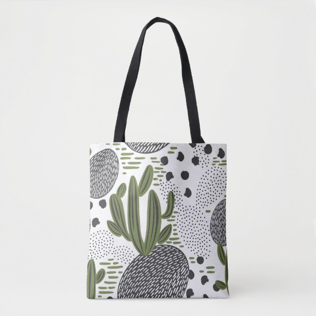 seamless pattern with cactus on white background.  tote bag (Front)