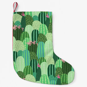 Seamless pattern with cactus small christmas stocking