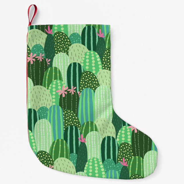 Seamless pattern with cactus small christmas stocking (Front)