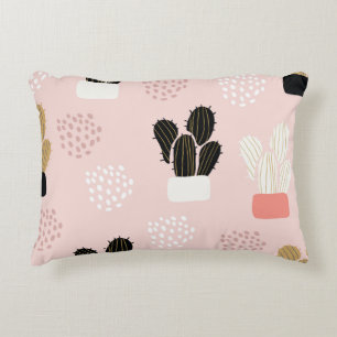 Seamless pattern with cactuses succulents leaves a decorative cushion