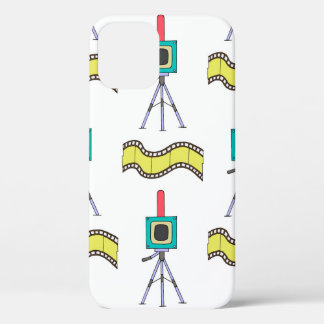 Seamless pattern with cameras and film strips on a iPhone 12 case