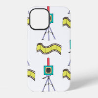 Seamless pattern with cameras and film strips on a