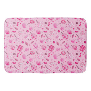 Seamless pattern with candies, lollipops, blue bac bath mat