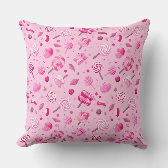 Seamless pattern with candies, lollipops, blue bac cushion (Front)