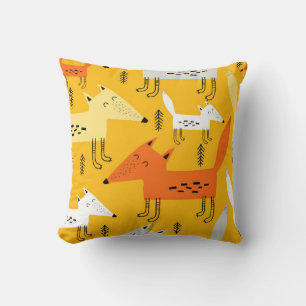 Seamless pattern with cartoon foxes, decor element cushion