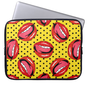 Seamless pattern with cartoon patch badges with li laptop sleeve