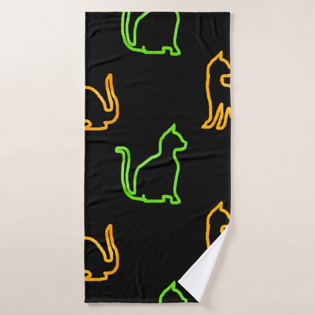 Seamless pattern with catsabstract,animal,art,arti bath towel (Bath Towel)