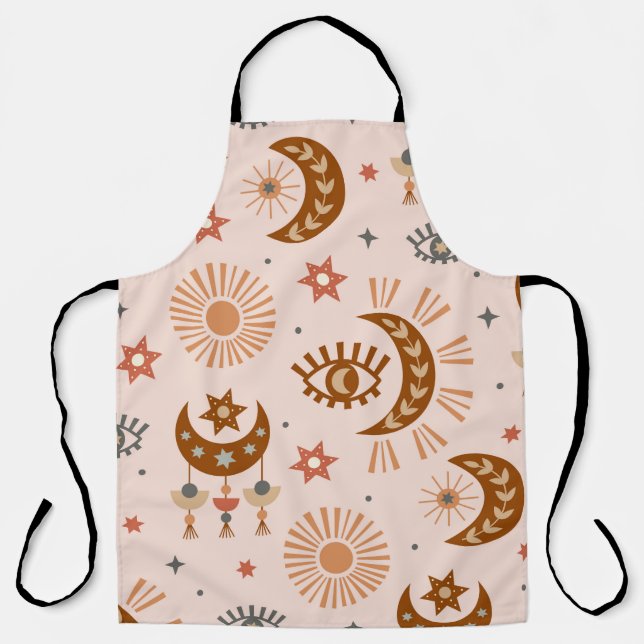 seamless pattern with celestial eye, moon, sun apron (Front)